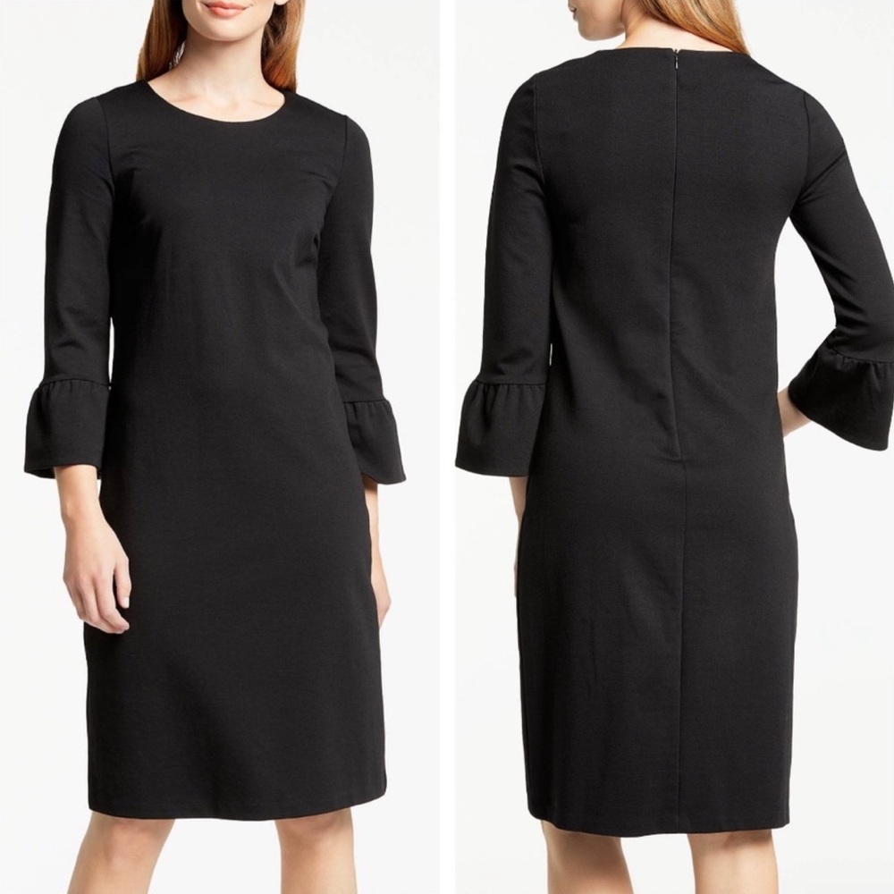 Boden Lavinia Ponte Bell Sleeve Sheath Dress in Black size US 8L Long